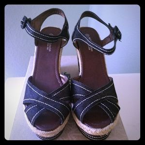 Blk Denim Espadrilles, size 10